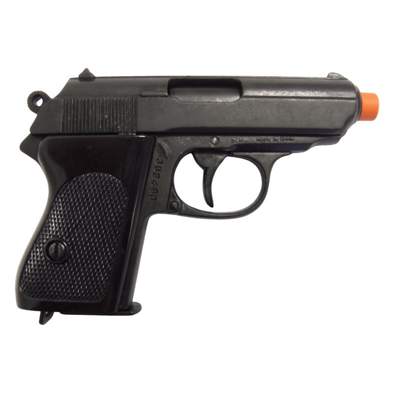 Walther PPK semi-automatic pistol replica in black. (Capped Muzzle)